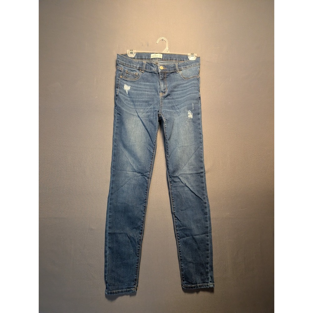 Jordache Super Skinny Jeans Girls 18 Blue Denim Medium Wash Distressed Mid Rise